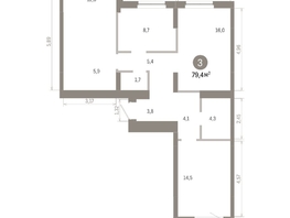 Продается 3-комнатная квартира ЖК Пшеница, 6.1, 79.38  м&sup2;, 10880000 рублей