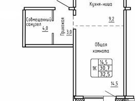 Продается 1-комнатная квартира ЖК Самоцветы, Бирюза дом 2, 32.5  м², 3750000 рублей