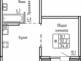 Продается 1-комнатная квартира ЖК Самоцветы, Бирюза дом 1, 34 м², 3850000 рублей