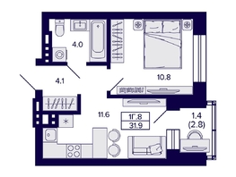 Продается 1-комнатная квартира ЖК Сподвижники, 31.9  м², 4850000 рублей