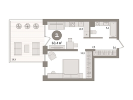 Продается 1-комнатная квартира ЖК Мылзавод, дом 7, 63.39 м², 11770000 рублей