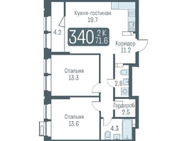 Продается 3-комнатная квартира ЖК Кварталы Немировича, 1 очередь, 69.5  м², 11670000 рублей