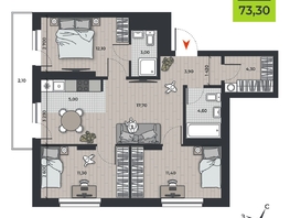 Продается 4-комнатная квартира ЖК ДНК, 73.3  м², 9418100 рублей