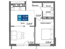 Продается 2-комнатная квартира ЖК Чкалов, дом 7, 43.91  м², 6981690 рублей