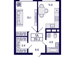 Продается 1-комнатная квартира ЖК Citatum (Цитатум), 39.2  м², 6500000 рублей