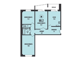 Продается 3-комнатная квартира ЖК Династия, дом 904, 86.2  м², 8960000 рублей