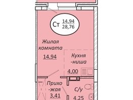 Продается Студия ЖК Пролетарский, 28.76  м², 4630360 рублей