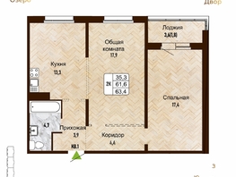 Продается 2-комнатная квартира ЖК Новый горизонт, дом 4, 63.4  м², 8500000 рублей