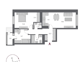 Продается 3-комнатная квартира ЖК Беринг, дом 2, 69.8  м², 12100000 рублей
