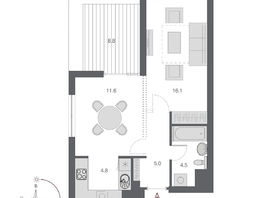 Продается 1-комнатная квартира ЖК Дом Нобель, 46.4  м², 12100000 рублей
