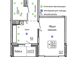 Продается 1-комнатная квартира ЖК Самоцветы, Бирюза дом 2, 33.9  м², 5600351 рублей