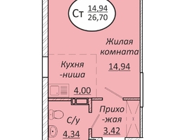 Продается Студия ЖК Пролетарский, 26.7  м², 3978300 рублей