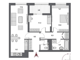 Продается 3-комнатная квартира ЖК Дом Нобель, 73.1  м², 18600000 рублей