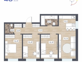 Продается 4-комнатная квартира ЖК Радуга Сибири, дом 10, 80.11 м², 7614450 рублей