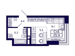 Продается Студия ЖК Citatum (Цитатум), 25.9 м², 5200000 рублей