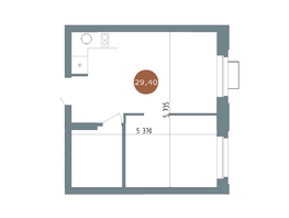 Продается 2-комнатная квартира ЖК 19/56 Кварталы Телецентра, сек 3, 29.28 м², 5990000 рублей