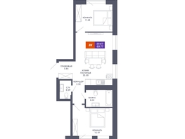 Продается 2-комнатная квартира ЖК Звезда, дом 2, 59.67  м², 10680930 рублей