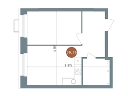 Продается 2-комнатная квартира ЖК 19/56 Кварталы Телецентра, сек 3, 39.19  м², 6910000 рублей