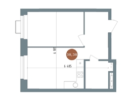 Продается 2-комнатная квартира ЖК 19/56 Кварталы Телецентра, сек 3, 38.38  м², 7110000 рублей