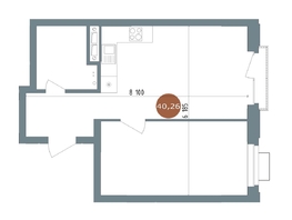 Продается 2-комнатная квартира ЖК 19/56 Кварталы Телецентра, сек 3, 40.26  м², 7610000 рублей