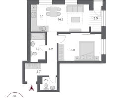 Продается 2-комнатная квартира ЖК ОСКАР, дом 2, 55  м², 9875000 рублей