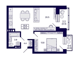 Продается 1-комнатная квартира ЖК Сподвижники, 51.4  м², 6600000 рублей