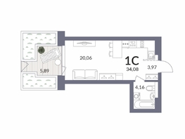 Продается Студия ЖК Горская Лагуна, корпус 2, 34.08  м², 6230000 рублей