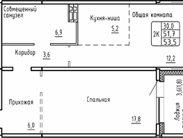 Продается 2-комнатная квартира ЖК Самоцветы, Бирюза дом 2, 53.5  м², 6150000 рублей