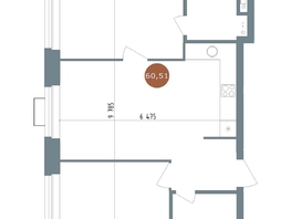 Продается 3-комнатная квартира ЖК 19/56 Кварталы Телецентра, сек 3, 60.51  м², 9690000 рублей
