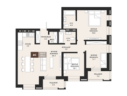 Продается 4-комнатная квартира ЖК Паскаль, секция 1, 99.5  м², 17910000 рублей