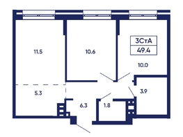 Продается 3-комнатная квартира ЖК Gorizont (Горизонт), дом 2, 49.4  м², 7450000 рублей