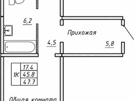 Продается 1-комнатная квартира ЖК Гренландия, Лес дом №5, 47.7  м², 5600000 рублей