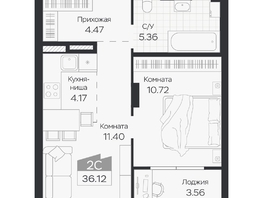 Продается 2-комнатная квартира ЖК Базилик, дом 3, 36.12  м&sup2;, 5834000 рублей