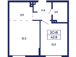 Продается 2-комнатная квартира ЖК Gorizont (Горизонт), дом 2, 42.8  м², 5990000 рублей