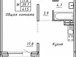 Продается 1-комнатная квартира ЖК Гренландия, Лес дом №5, 41.5  м², 5550000 рублей