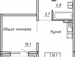 Продается 1-комнатная квартира ЖК Гренландия, Лес дом №5, 33.9  м², 6700000 рублей