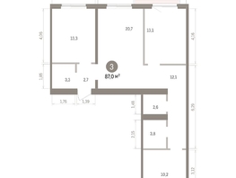 Продается 3-комнатная квартира ЖК Пшеница, дом 5.2, 87.04  м&sup2;, 12540000 рублей
