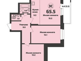 Продается 3-комнатная квартира ЖК Приозерный, дом 713 серия Life, 65.5 м², 8000000 рублей