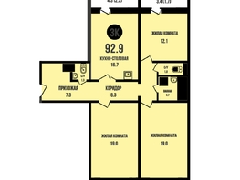 Продается 3-комнатная квартира ЖК Династия, дом 909, 92.9 м², 9860000 рублей