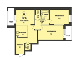 Продается 3-комнатная квартира ЖК Династия, дом 905, 82.6 м², 8900000 рублей