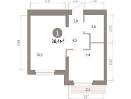 Продается 1-комнатная квартира ЖК Лебедевский квартал, дом 1, 36.4  м², 6700000 рублей