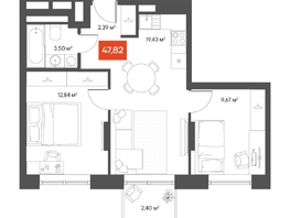 Продается 2-комнатная квартира ЖК ЩА, 47.61 м², 9850000 рублей