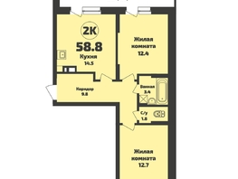 Продается 2-комнатная квартира ЖК Приозерный, дом 712 серия Life, 58.8  м², 7000000 рублей
