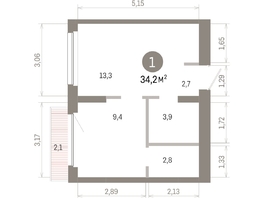 Продается 1-комнатная квартира ЖК Лебедевский квартал, дом 1, 34.2  м², 5720000 рублей