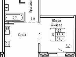 Продается 1-комнатная квартира ЖК Самоцветы, Бирюза дом 1, 34.1  м², 4850000 рублей