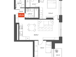 Продается 2-комнатная квартира ЖК ЩА, 64.95  м², 11300000 рублей