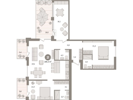 Продается 2-комнатная квартира ЖК Пшеница, дом 2.1, 145.33  м², 24040000 рублей