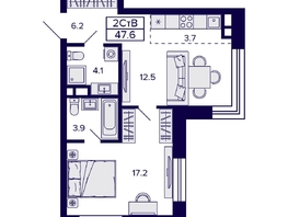 Продается 2-комнатная квартира ЖК Цитатум, 47.6  м&sup2;, 7990000 рублей