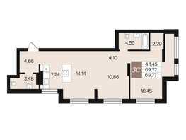 Продается 3-комнатная квартира ЖК Роза ветров, 69.77  м², 8659503 рублей
