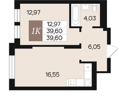 Продается 1-комнатная квартира ЖК Роза ветров, 39.6  м², 5710320 рублей